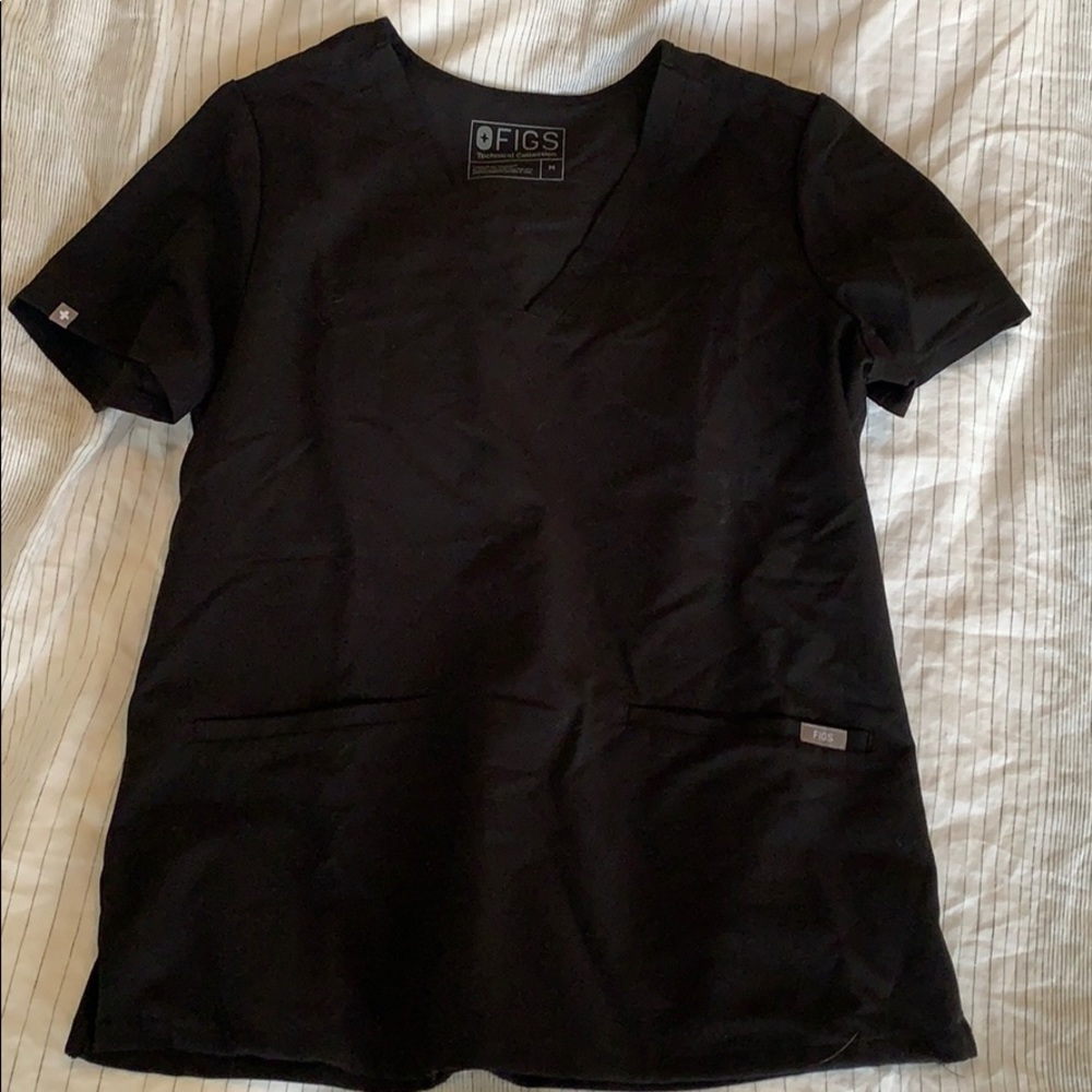 Figs Casma Scrub Top - Black